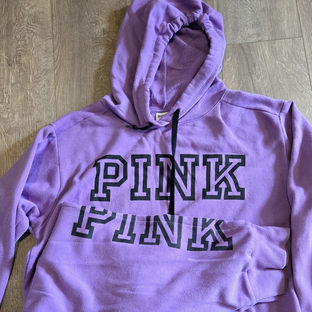 PINK Victoria's Secret Lavender Hoodie  Sweatpants L/xl Logo Sweatsuit